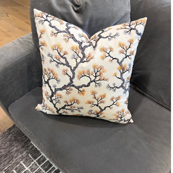 DV Kap Home Decorative Pillow Cover | Embroidered Tree Branch Pattern | 23x23" - Picture 3 of 5